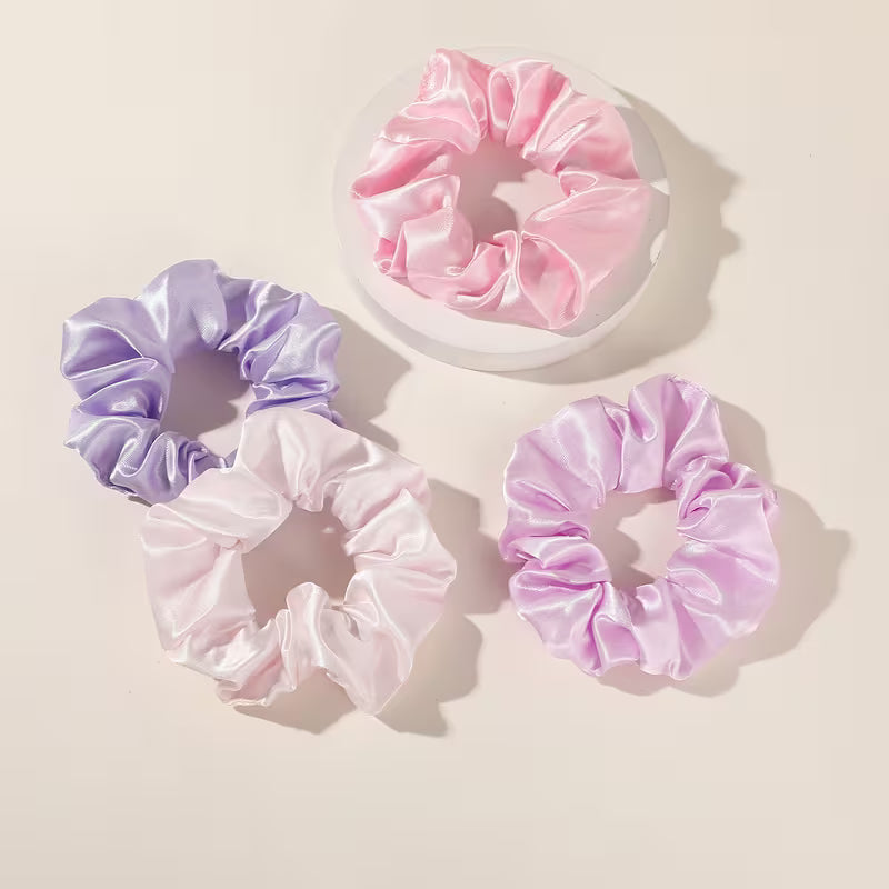🎀 Lot 2 Scrunchie en Satin Pastel -S